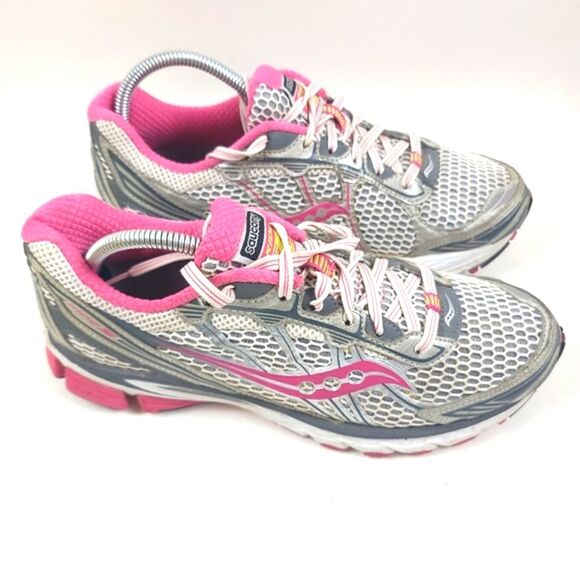 Saucony Women's Progrid Ride 5 Jogging Running Pink silver Size 9 Shoes Sneakers - Picture 1 of 9